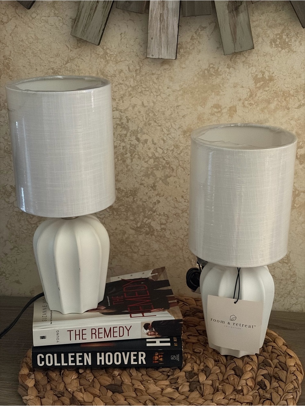 NWT Room & Retreat White Accent Lamp Set